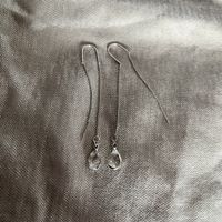 Boucles longues argent cabochon en verre transparent