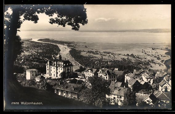 Cartoline postali: AK Walzenhausen, Ortsansicht mit See – Usato da Berlin venduto da bartko-reher
