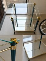 Luxus Tisch Gold Glas Messing Metall dunkelgrün 2 Etagen