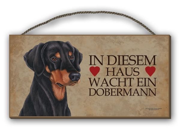 Schilder: Holzschild-DOBERMANN-HAUS WACHT EIN – Neu und originalverpackt aus Rupperswil von big-one-sale