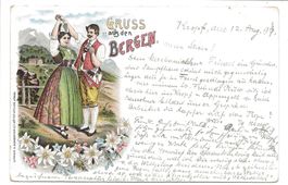 Gruss aus den Bergen - Appenzeller Tracht - Litho - 1897 !