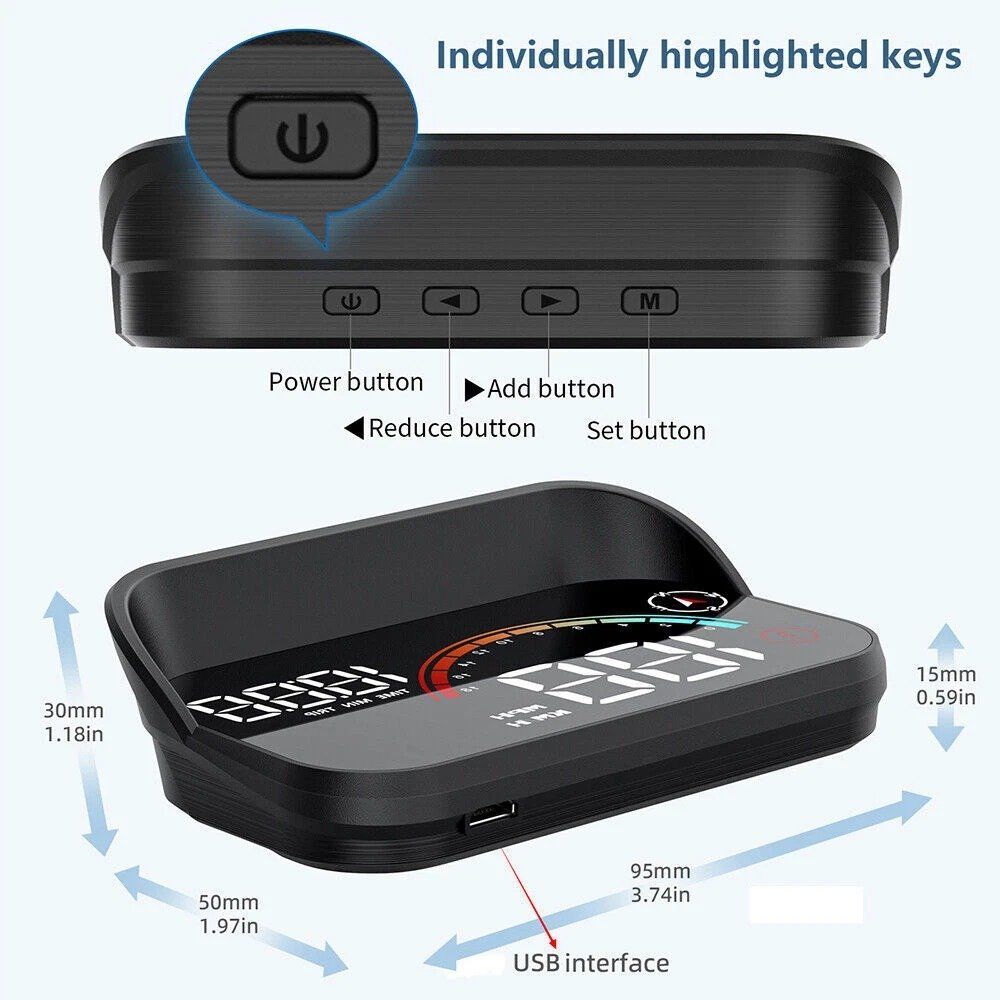 Messen: Auto GPS Head Up Display HUD Tachometer Windschutzscheibe – Neu (gemäss Beschreibung) aus Kirchdorf AG von Restposten110 5