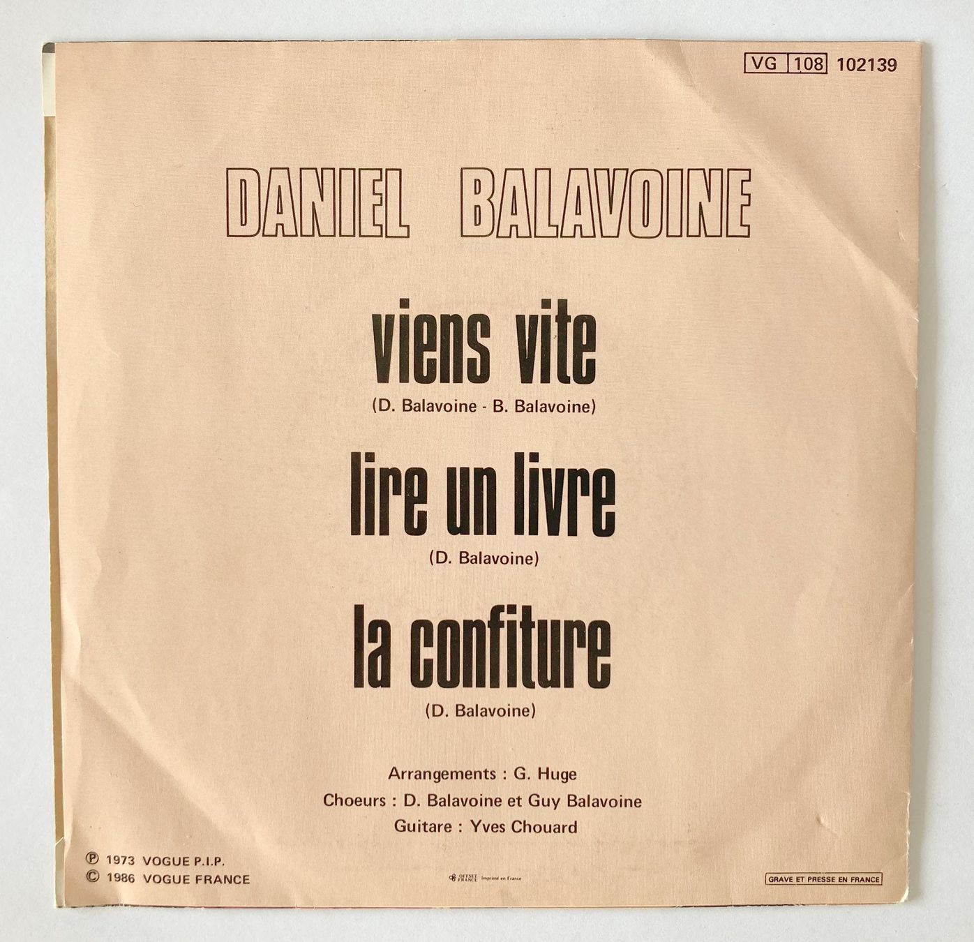 Vinyles: DANIEL BALAVOINE - VIENS VITE – D'occasion à Bottens par hotter-than-hell 1