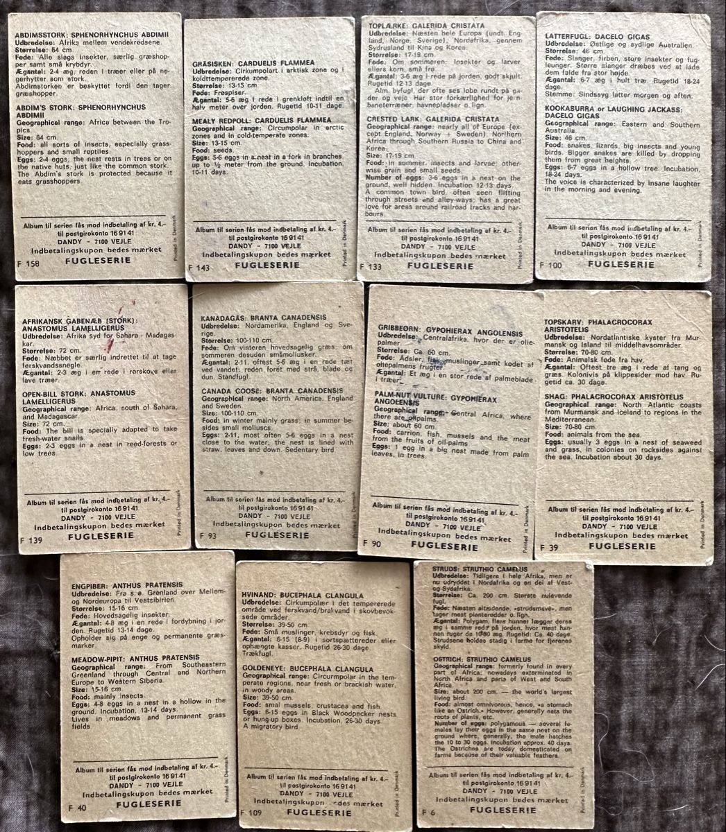 Carte collezionabili: Dandy Gum / Vögel – Usato da Duebendorf venduto da Fczfanrobi 1