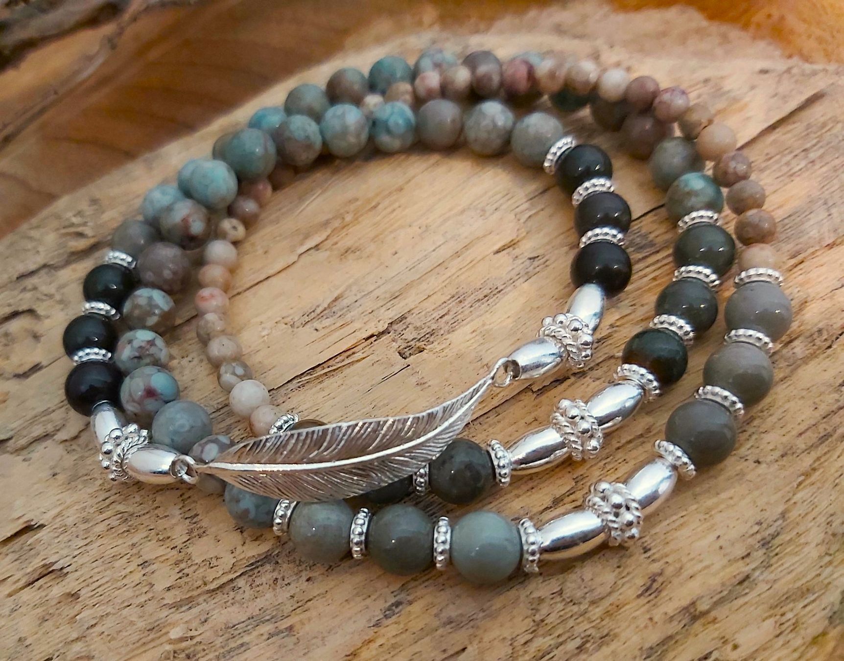Bracciali & Braccialetti: SAIRA- Edelsteinarmband - Sterling Silber - hellgrün-beige – Nuovo e nell'imballaggio originale da Mühlethal venduto da nicita-modeschmuck