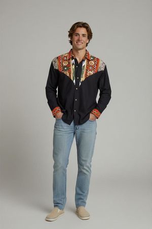De Pur Sang Western-Stil Button-Down Hemd mit Aztekenmuster