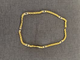 Halskette Weiss-Gelb Gold 750 UNIKAT 168 Gr. 70 cm neuwertig