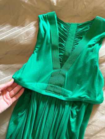 HOSS INTROPIA emerald green Grecian cocktail dress.
