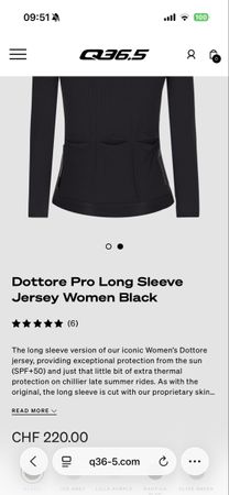 Q36.5 Dottore Pro Long Sleeve Jersey Women Schwarz Gr. [M]
