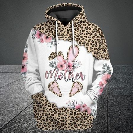 💥🐾 3D Bunny Leopard Hoodie – Mother Edition 💕✨