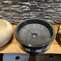 Granit-Waschbecken Schwarz mit Verzierung