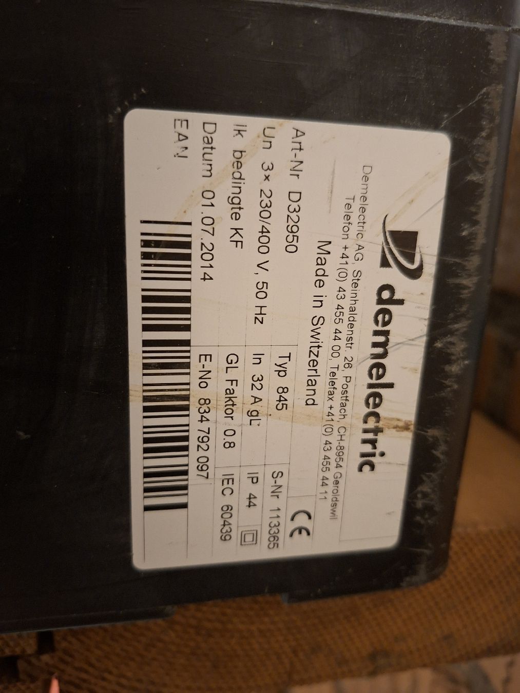 Alimentazione elettrica: Demelectric Stromverteiler, Baustromverteiler, 32A, IP44 – Usato da Ostermundigen venduto da Ismett 2