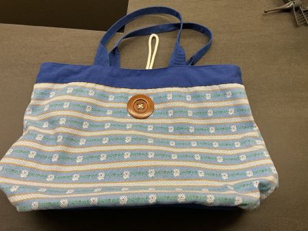Sommer Tasche, Handgemacht, Stoff, Blau, Vintage Look