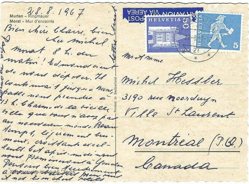 Cartoline postali: AK Murten Ringmauer datiert 28.8.1967 – Usato da Rheinfelden venduto da wil_m7gh 1
