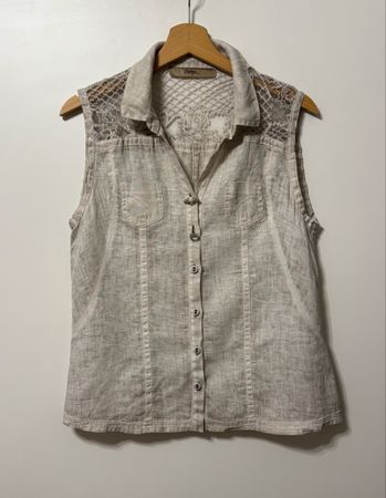 Bottega Damen Bluse ärmellos beige Gr. M