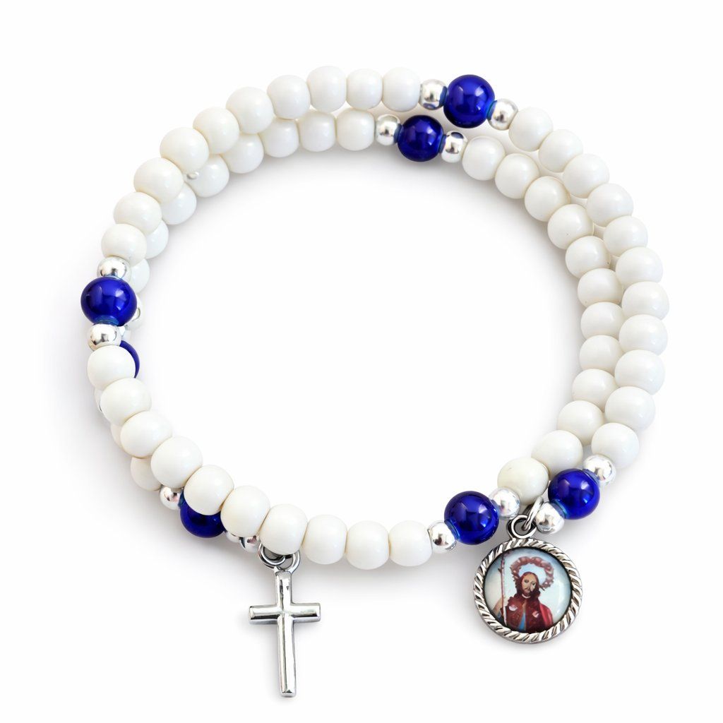 Bracciali & Braccialetti: Perlen Armband Kreuz Blau Weiss – Nuovo e nell'imballaggio originale da Fully venduto da VaneaSelection