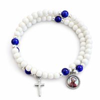 Perlen Armband Kreuz Blau Weiss