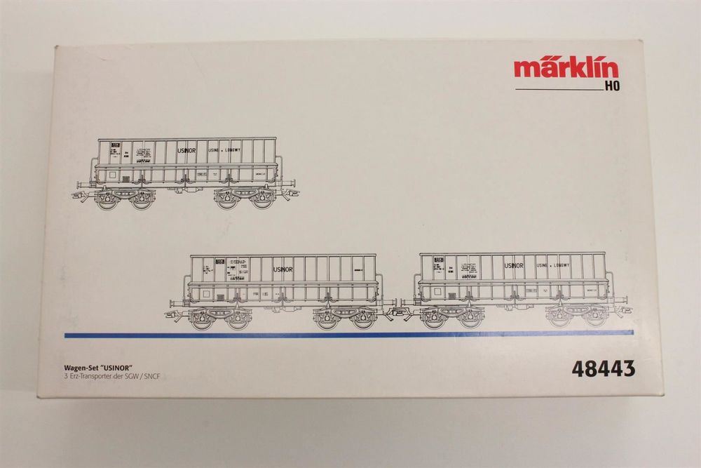 Märklin H0 - 48443 - Modeltrein goederenwagonset (1) - 3 ertswagons Usinor - SNCF, SGW - online veiling