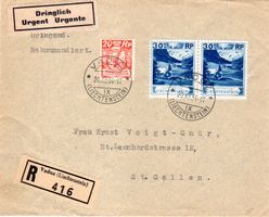1934 DRINGLICH MIT SCHLOSSHOF VADUZ + KAPELLE IM STEG 10 1/2