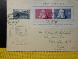 21.VIII.43., ERSTTAGSBRIEF IMABA BASEL, NACH STATESVILLE USA