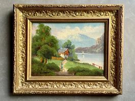 G0093 Gemälde "Blick auf Vierwaldstättersee" sign. "Bossi"