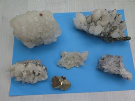 Mineralien Lot 6 tolle Stücke, Apophyllit Stilbit, Pyrit....