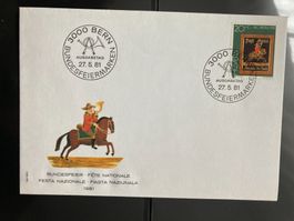 Schweiz 1981 Ersttagsbrief Satz Pro Patria 20 Postschild