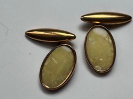 Manschettenknöpfe 20er Jahre gelbe Substanz glänzend vergold