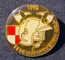 BB964 - Alter goldiger Pin Feuerwehr Verein BELP 1990