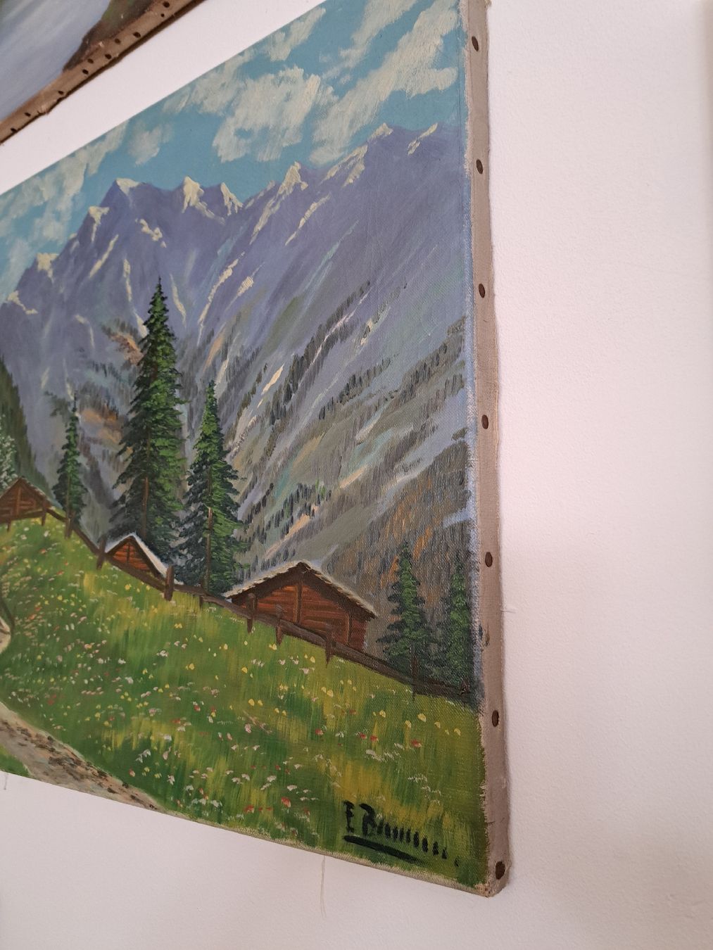 Dipinti: Ölgemälde Berglandschaft Chalet Frühlingsstimmung – Usato da Grossdietwil venduto da hufi10 2