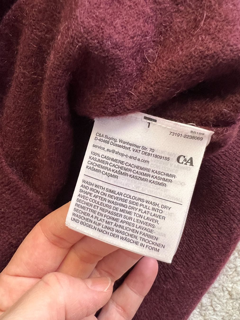 C&A Maglioni & Felpe: Pull 100% cachemire bordeaux C&A premium S – Nuovo (secondo la descrizione) da Granges (Veveyse) venduto da Hey-ya 3