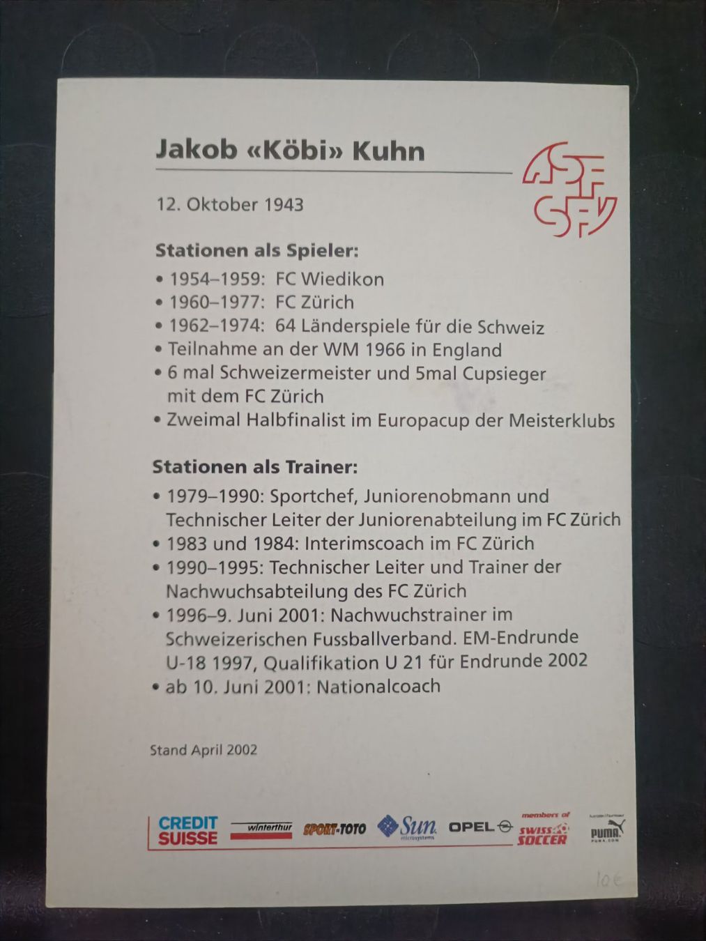 Autografi: Köbi Kuhn - original Autogramm – Usato da Menziken venduto da Artographs 1