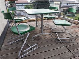 Midcentury Embru Bigla Bauhaus Gartenmöbel aus Blech