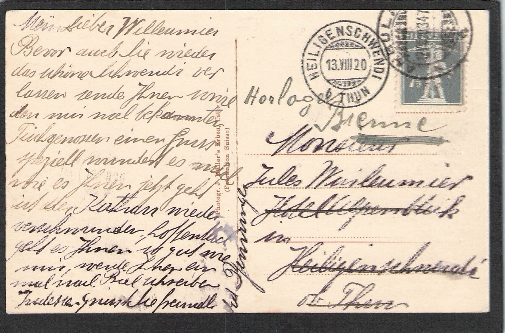 Ansichtskarten: AK,Schloss Uster , 1920 – Gebraucht aus Reichenburg von Pipo-67 1