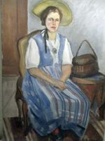 GERTRUD SCHWABE (1886-1980) : Portrait d'une femme en bleu