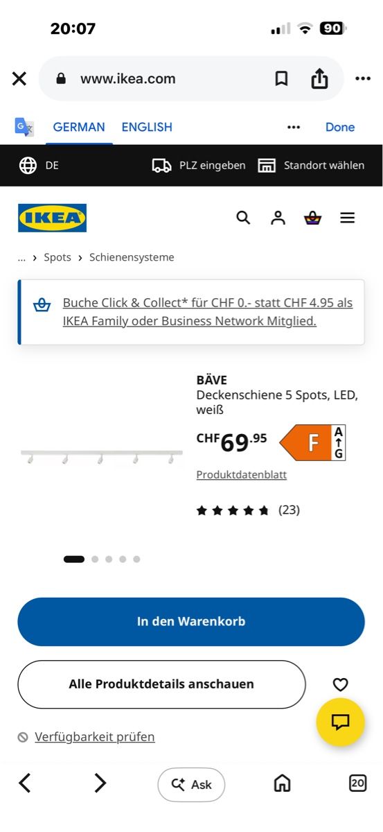 Ikea Lampadari & plafoniere: Ikea Bäve Deckenleucht LED NEU – Nuovo e nell'imballaggio originale da Dällikon venduto da YOTECH 1
