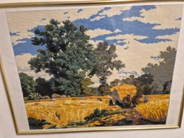 Gobelin Bild Kornfeld mit Eichen 70 x 52
