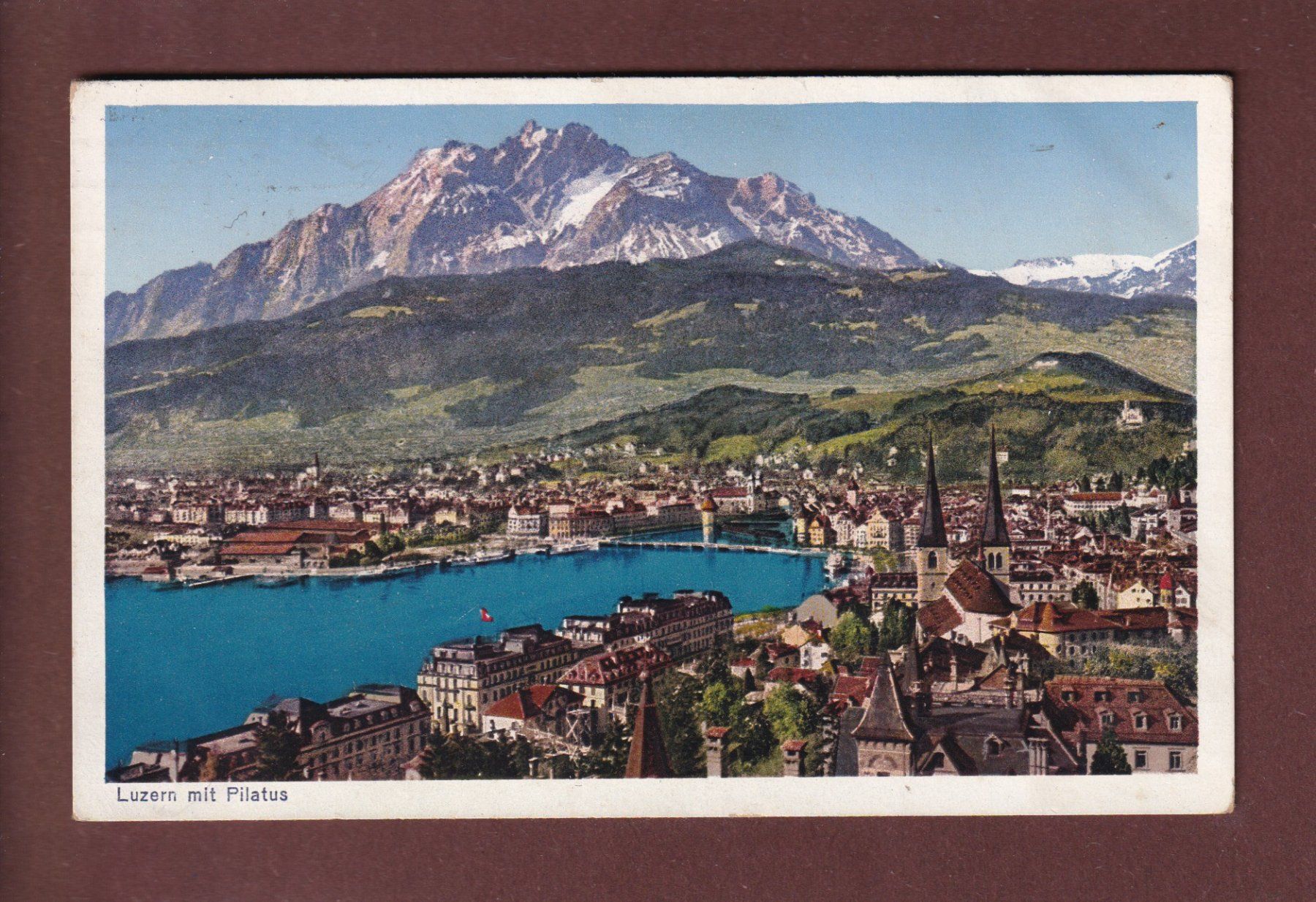 Cartoline postali: LUZERN mit Pilatus - 1928 – Usato da Pully venduto da nicecards
