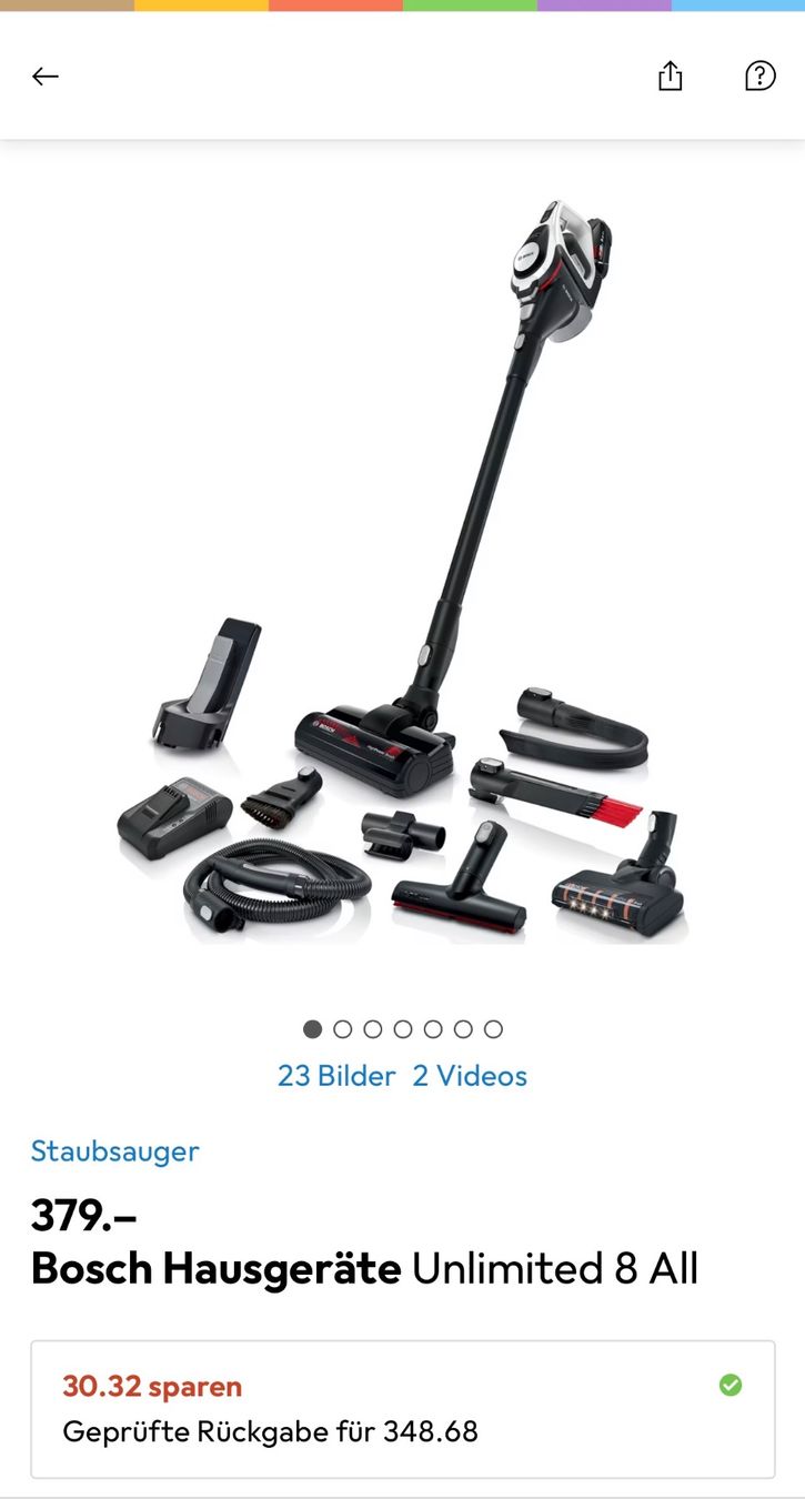 Bosch Aspirapolveri & Accessori: Bosch Unlimited 8 All – Nuovo e nell'imballaggio originale da Luzern venduto da Lahlully