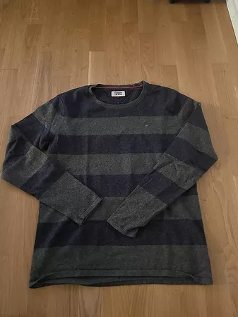 Herren Pullover Tommy Jeans gestreift Grösse M schwarz
