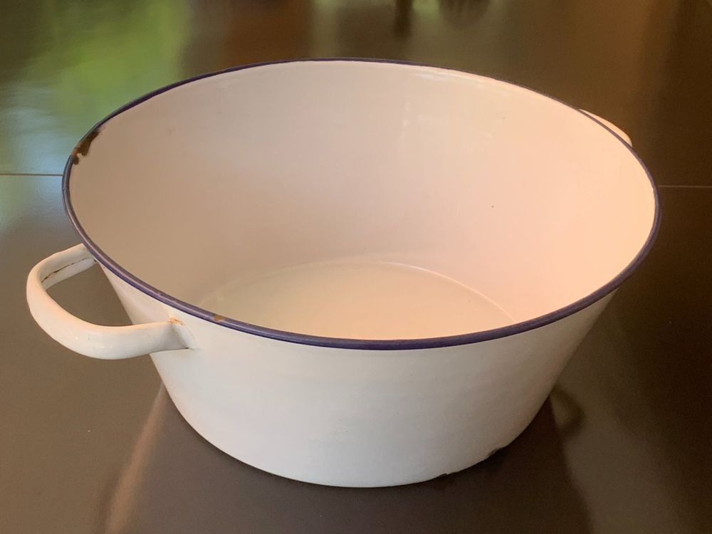 Emaille-Fußbadewanne 30 Cm – Retro Design Für Entspannende Fußbäder Zu Hause (blau-weiß)