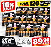 120 piles AA Duracell Everyday Alkaline neuf