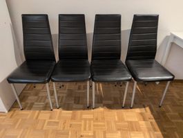 4 Esszimmerstühle Lederoptik Schwarz