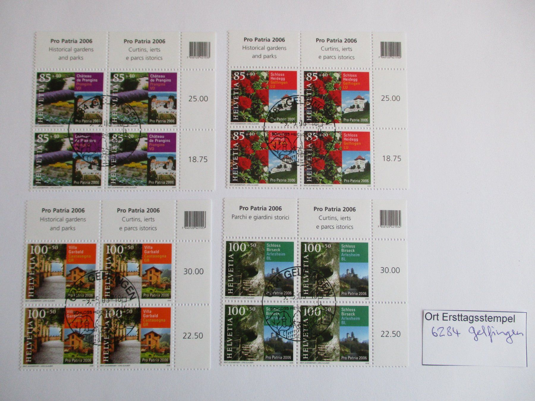 Tutti i francobolli: Viererblock mit Ort Ersttagsstempel 6284 Gelfingen – Usato da Langnau b. Reiden venduto da Aktuell88