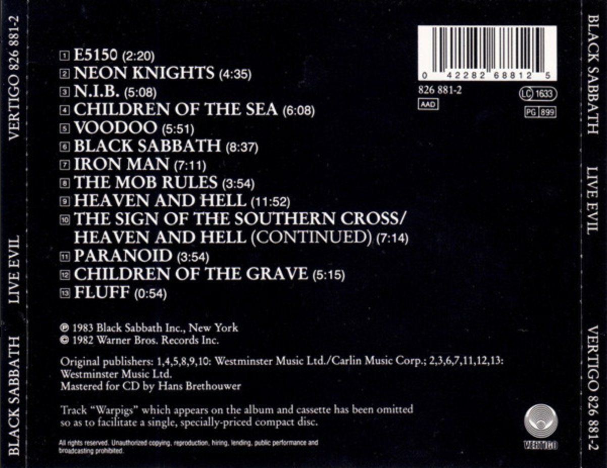 CD: Black Sabbath – Live Evil – Usato da Brunnen venduto da Barfly5 1