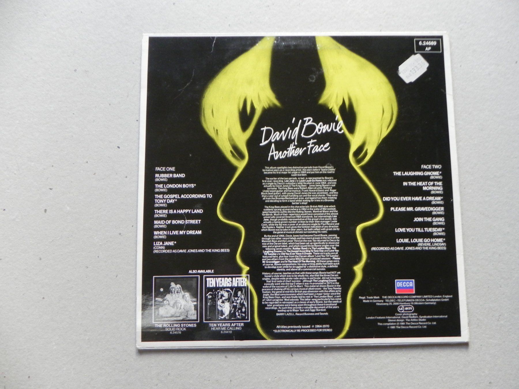Dischi in vinile: LP Rock Pop Kult Sänger David Bowie 1981 Another Face – Usato da Siebnen venduto da krimsie 1