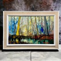 H.F. DÜRRNBERGER 1967 Grande peinture à l'huile sur toile