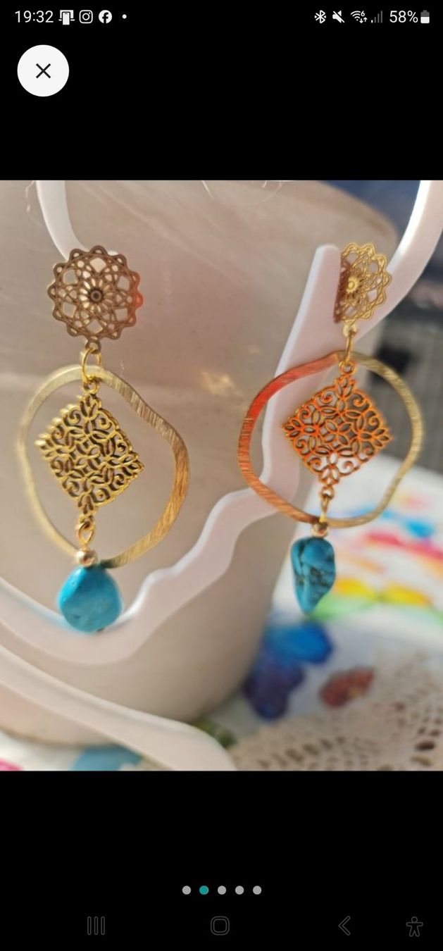 Orecchini pendenti & Orecchini a lobo: Boho Chic Turquoise & Gold Drop Earrings - Summer Style! – Nuovo e nell'imballaggio originale da Bouveret venduto da dou_g8q7 3