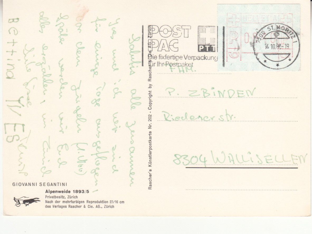 Cartoline postali: Segantini Alpenweide 1982 – Usato da Bürglen TG venduto da StampGraf 1