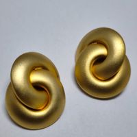 Vintage Ohrclips matt vergoldet verschlungen Knoten Design #